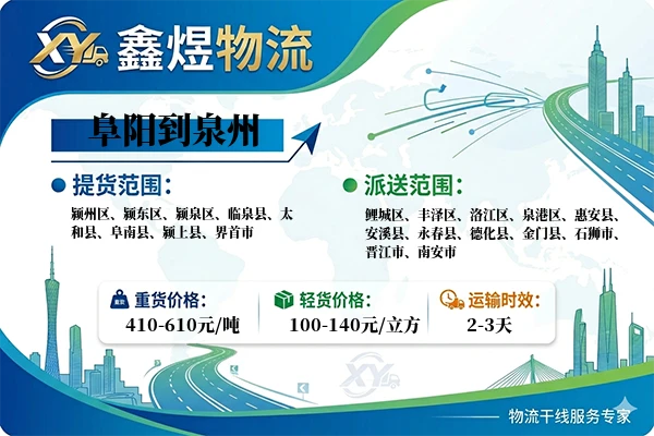 阜阳到泉州物流专线