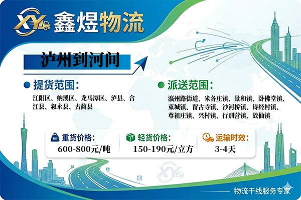 泸州到河间物流专线