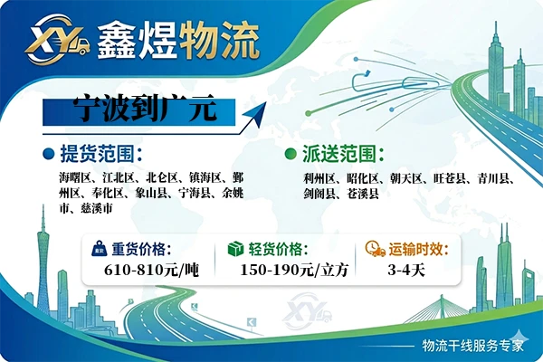 宁波到广元物流专线