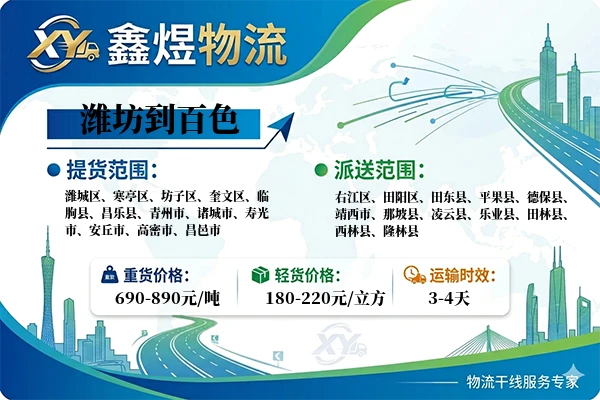 潍坊到百色物流专线