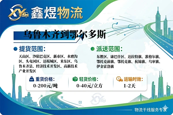 乌鲁木齐到鄂尔多斯物流专线